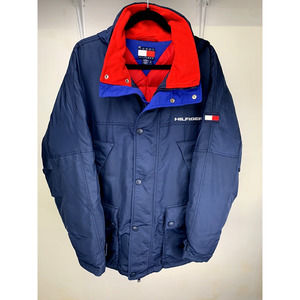 Vintage Tommy Hilfiger Jacket Size M Medium Blue Parka Puffer 90's RARE